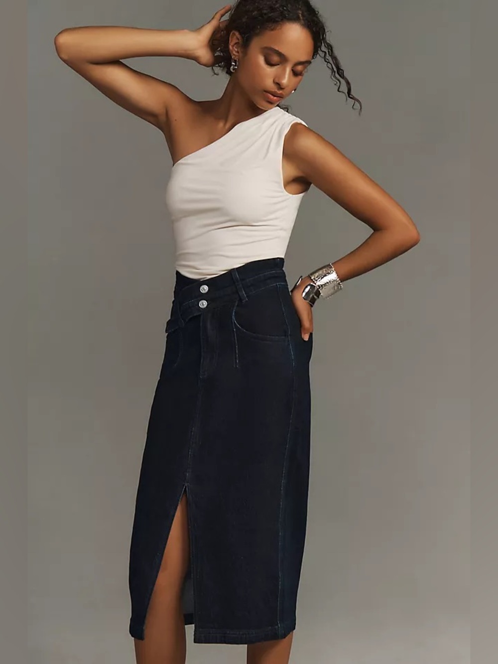 Anthropologie Pilcro Arden Double Waist Midi Skirt Sz 6 NWT